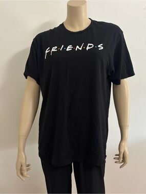 FRIENDS Black Logo Short Sleeve Tee with Color Dots